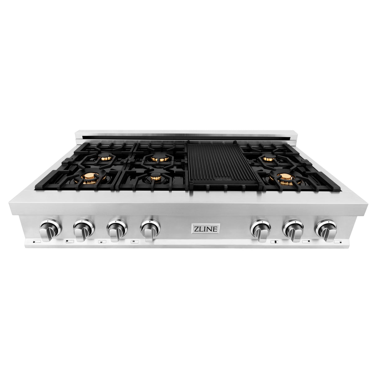 ZLINE 48 in. Legacy Gas Rangetop with 6 Brass Burners and Porcelain Cooktop in Stainless Steel (RT-BR-48)