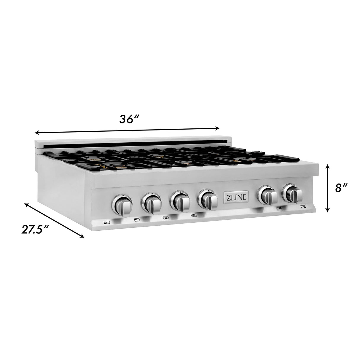 ZLINE 36 in. Legacy Gas Rangetop with 6 Brass Burners and Porcelain Cooktop in Stainless Steel (RT-BR-36)