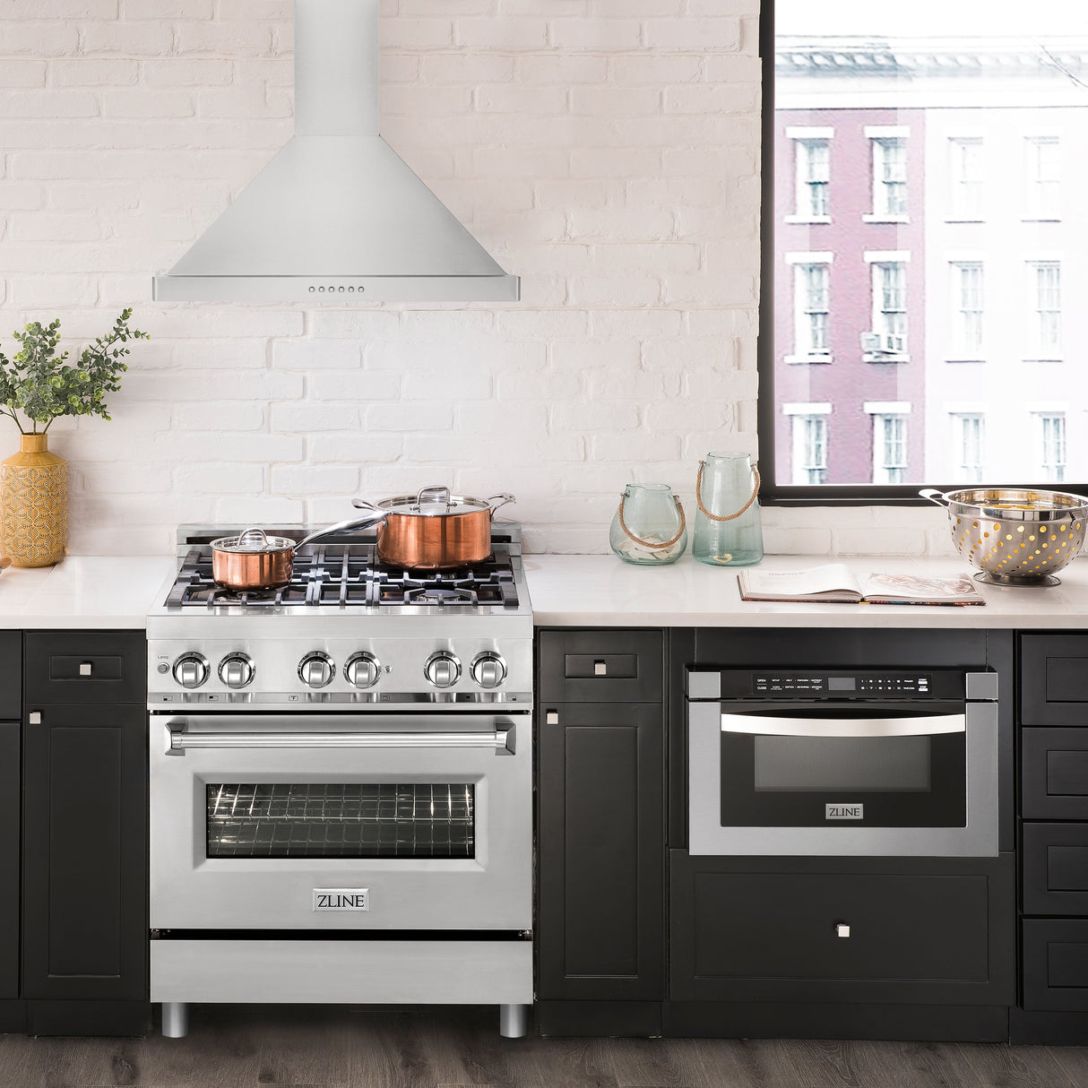 ZLINE 30” Alpine Series Convertible Wall Mount Range Hood in Stainless Steel with Remote Control, LED lighting, and Dishwasher-Safe Baffle Filters (ALP10WL-30)