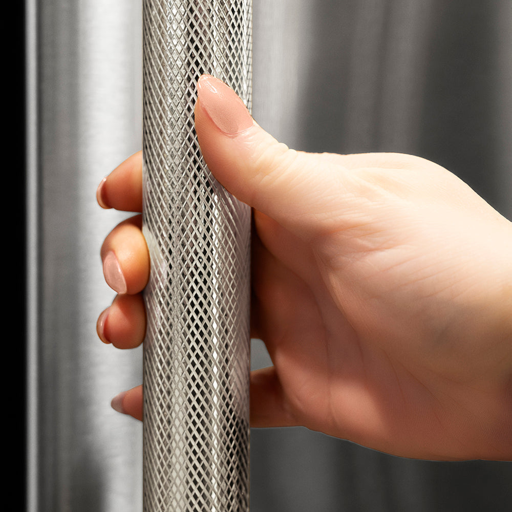 ZLINE Autograph Edition 36 in. 21.6 cu. ft. Counter-Depth French Door Refrigerator with Water and Ice Dispenser in Fingerprint-Resistant Stainless Steel with Polished Nickel Helix Handles (RFMZ-W-36-KPN)