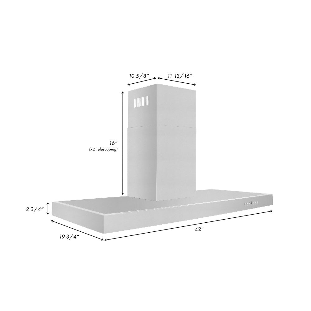 ZLINE 42" Convertible Vent Wall Mount Range Hood in Stainless Steel (KE-42)
