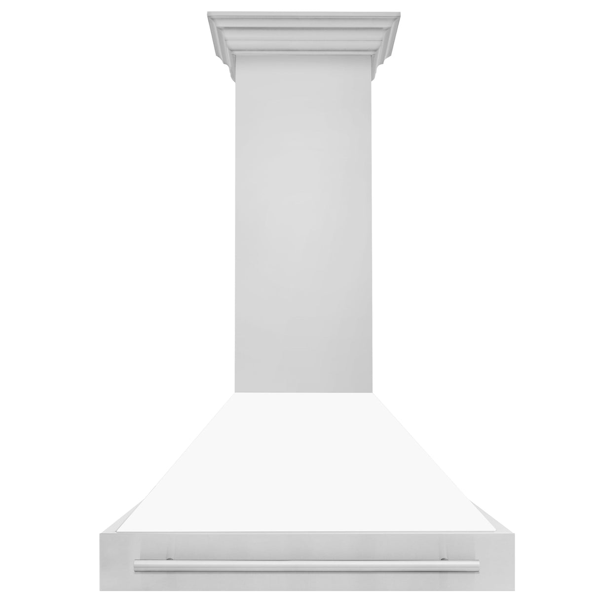 ZLINE 36" Stainless Steel Range Hood with White Matte Shell and Stainless Steel Handle (8654STX-WM-36)