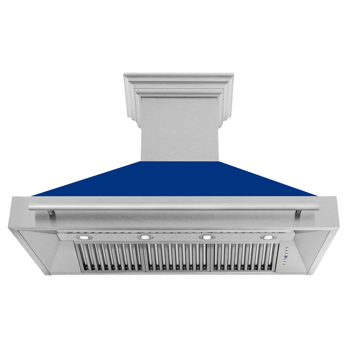 ZLINE 48" Fingerprint Resistant Stainless Steel Range Hood with Blue Gloss Shell (8654SNX-BG48)