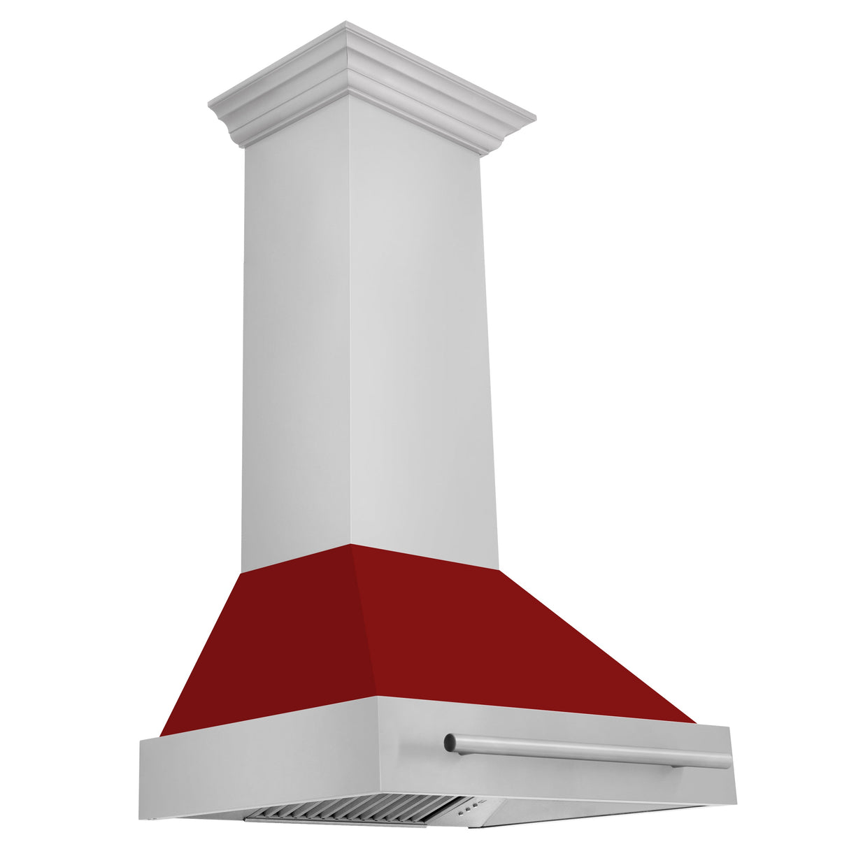 ZLINE 30" Stainless Steel Range Hood with Red Gloss Shell and Stainless Steel Handle (8654STX-RG-30)
