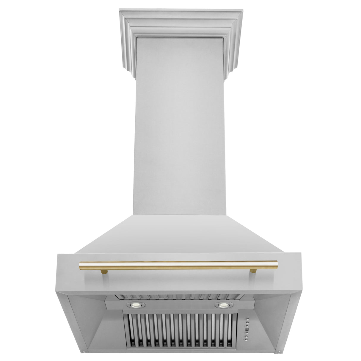 ZLINE Autograph Edition 30" Stainless Steel Range Hood with Stainless Steel Shell and Polished Gold Handle (8654STZ-30-G)