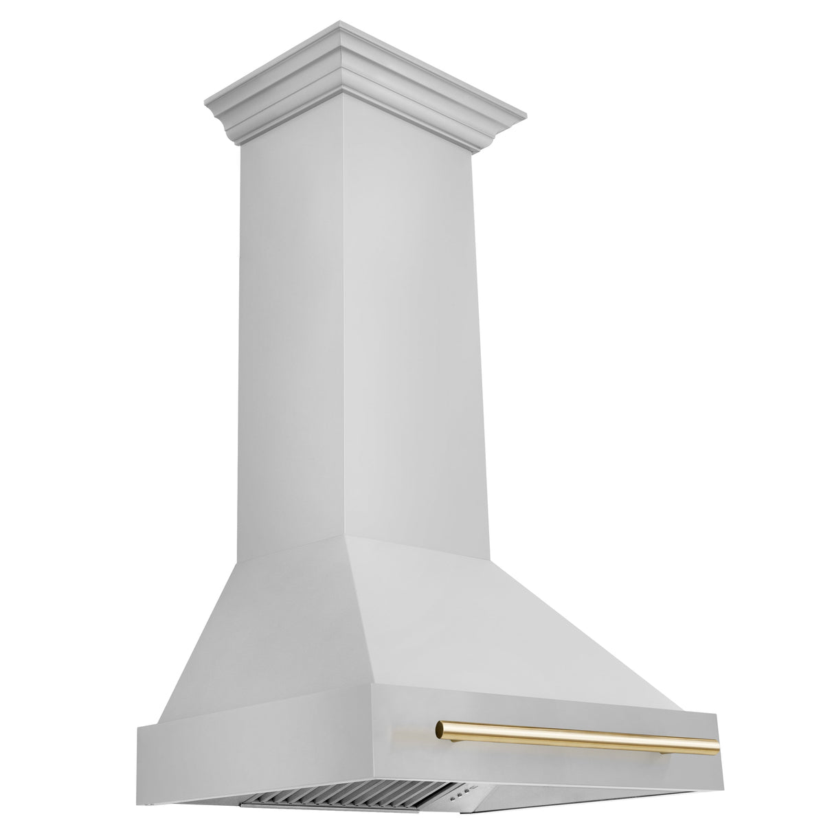 ZLINE Autograph Edition 30" Stainless Steel Range Hood with Stainless Steel Shell and Polished Gold Handle (8654STZ-30-G)