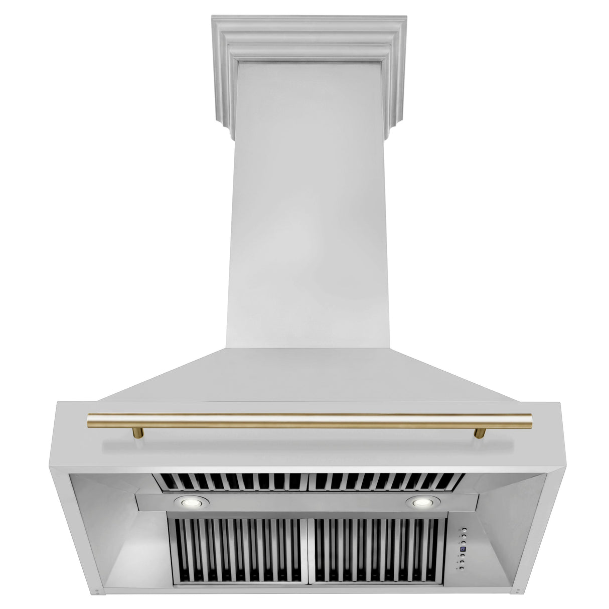 ZLINE Autograph Edition 36" Stainless Steel Range Hood with Stainless Steel Shell and Polished Gold Handle (8654STZ-36-G)