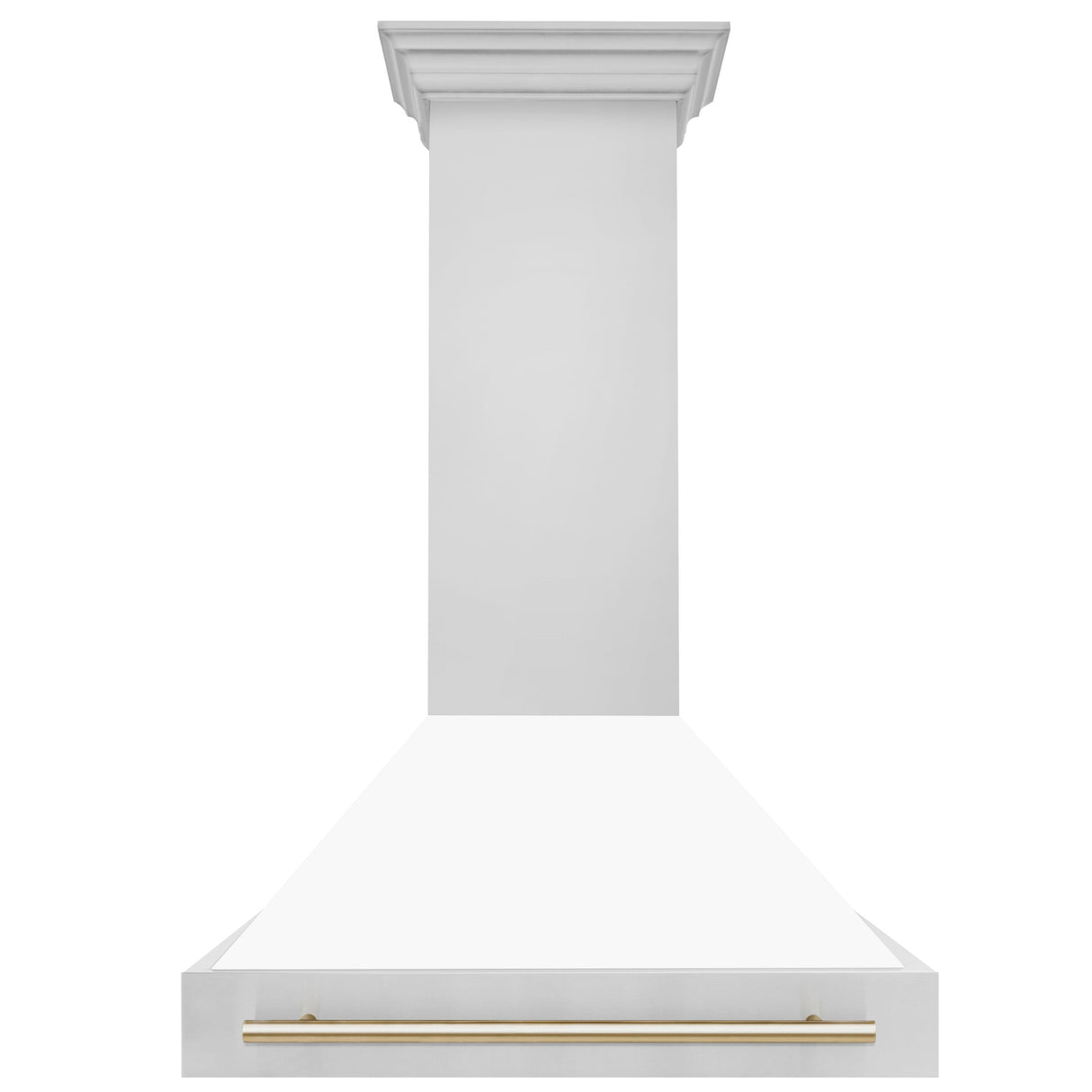 ZLINE Autograph Edition 36" Stainless Steel Range Hood with White Matte Shell and Polished Gold Handle (8654STZ-WM36-G)