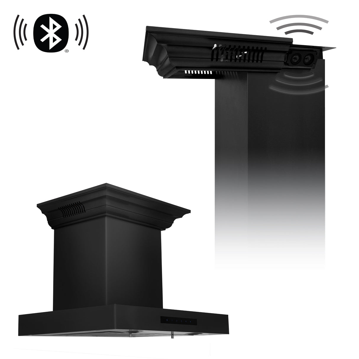 24" ZLINE CrownSound™Ducted Vent Wall Mount Range Hood in Black Stainless Steel with Built-in Bluetooth Speakers (BSKENCRN-BT-24)