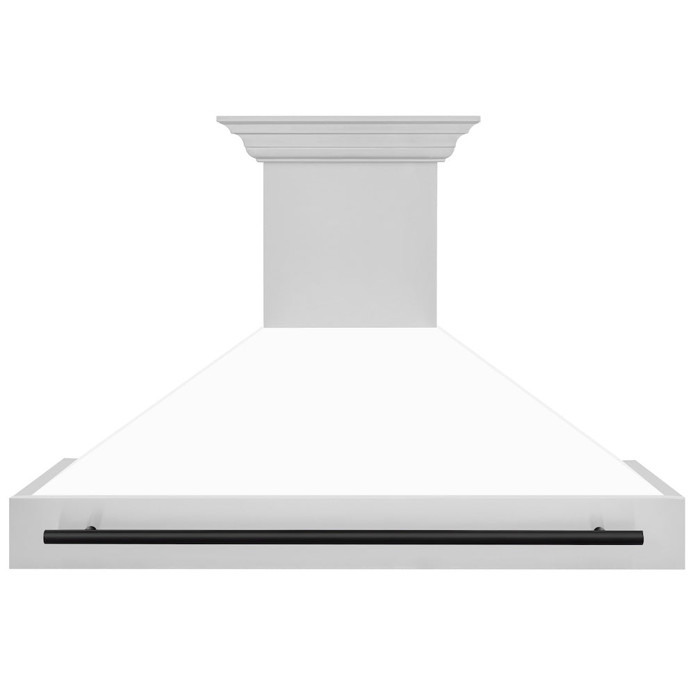 ZLINE Autograph Edition 48" Stainless Steel Range Hood with White Matte Shell and Matte Black Handle (8654STZ-WM48-MB)