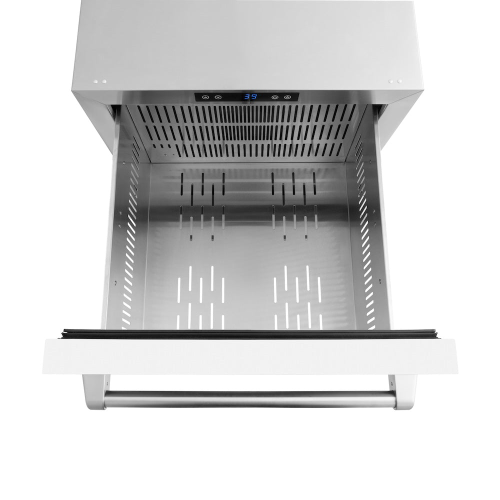 ZLINE 24 in. Touchstone 168 Can Outdoor-Rated Dual Refrigerator Drawer with White Matte Doors (RDSO-WM-24)