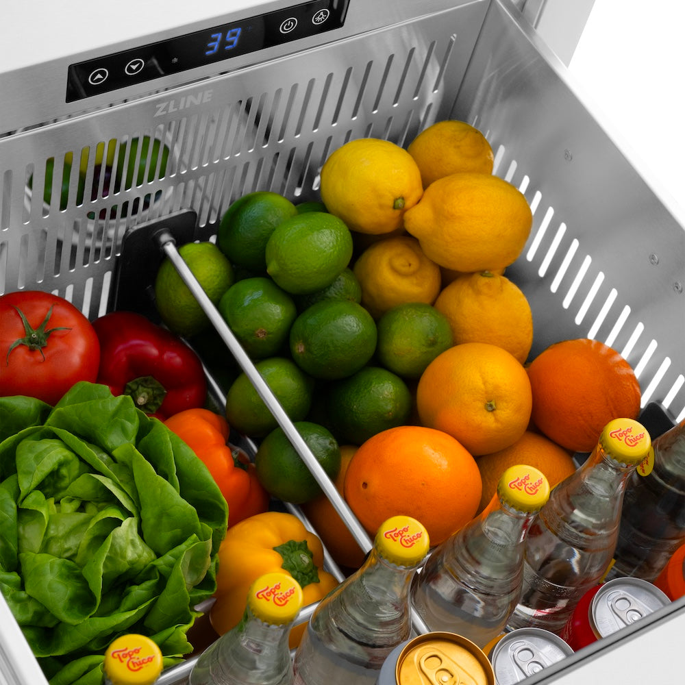 ZLINE 24 in. Touchstone 168 Can Outdoor-Rated Dual Refrigerator Drawer with White Matte Doors (RDSO-WM-24)