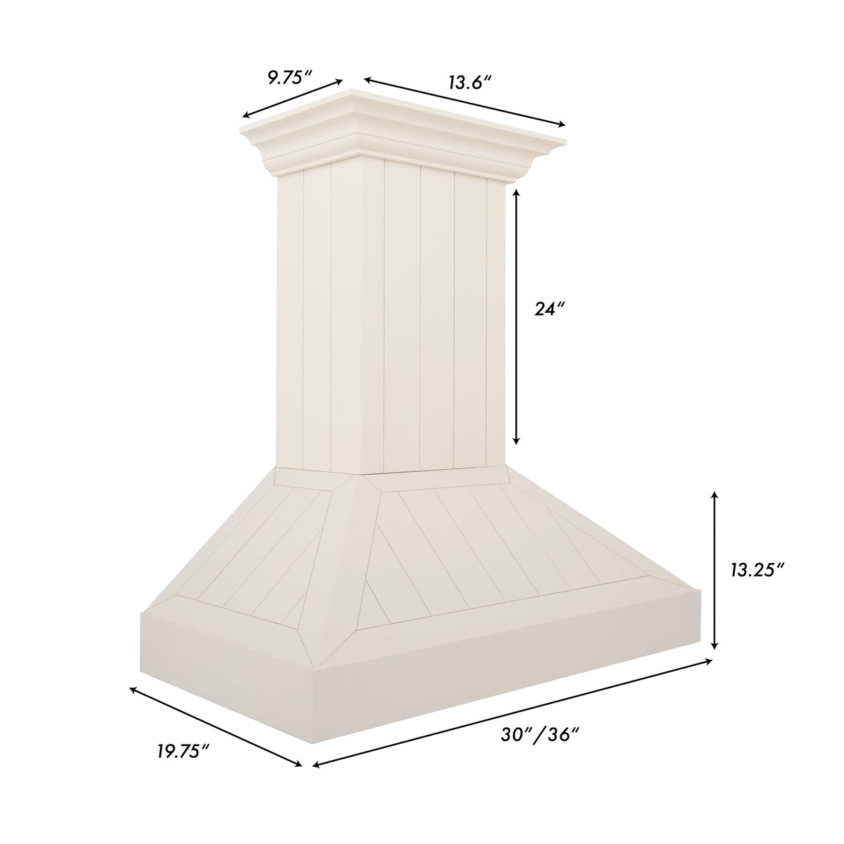 ZLINE 36" Ducted Vent Wooden Convertible Vent Wall Mount Range Hood in Cottage White (KPTT-36)