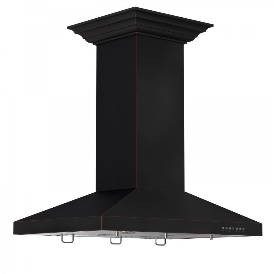 ZLINE 36 in. Designer Series Oil-Rubbed Bronze Convertible Vent Island Mount Range Hood (8KL3iB-36)