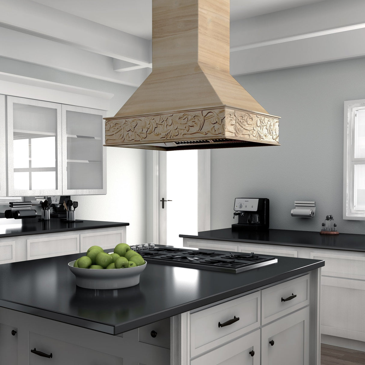 ZLINE 36 in. Ducted Wooden Island Mount Range Hood in Unfinished Wooden (9373UF-36)