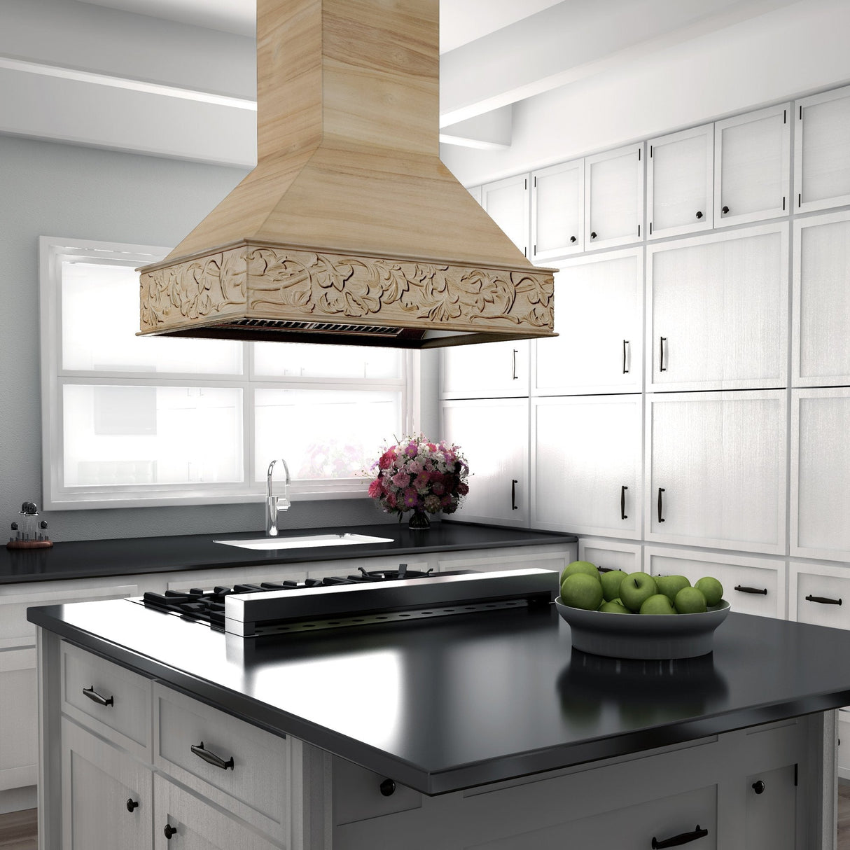 ZLINE 36 in. Ducted Wooden Island Mount Range Hood in Unfinished Wooden (9373UF-36)