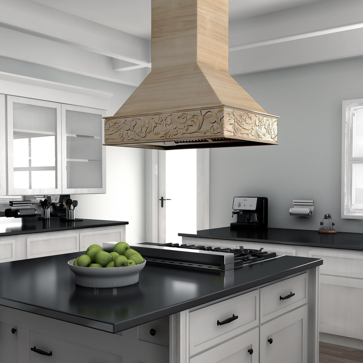 ZLINE 36 in. Ducted Wooden Island Mount Range Hood in Unfinished Wooden (9373UF-36)