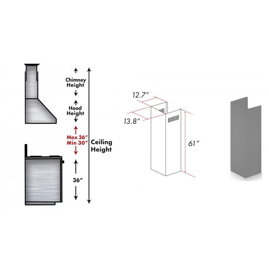 ZLINE 61" Wooden Chimney Extension for Ceilings up to 12.5 ft. (321UU-E)