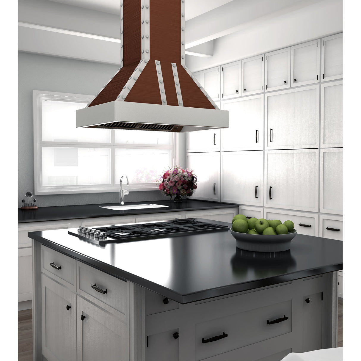 ZLINE 30 in. Designer Series Copper Island Mount Range Hood with Satin Stainless Steel Trim (655i-CSSSS-30)