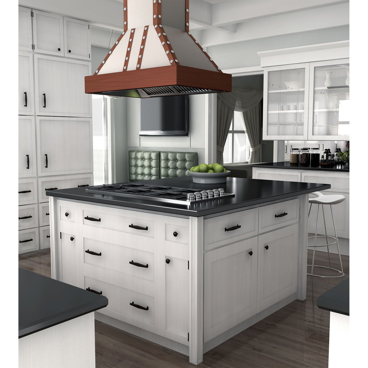 ZLINE 36 in. Designer Series Satin Stainless Steel Island Mount Range Hood with Copper Trim (655i-SCCCS-36)