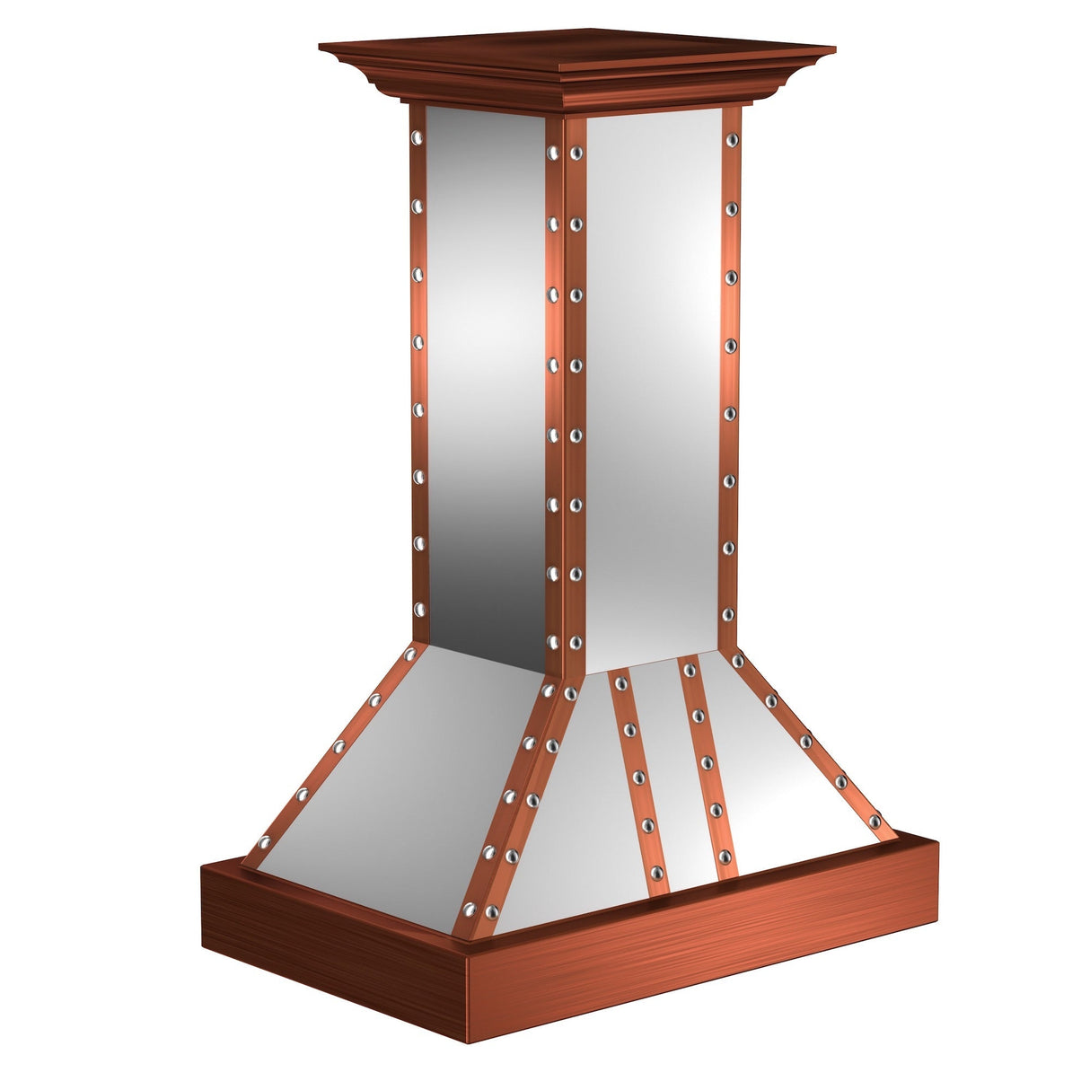 ZLINE 36 in. Designer Series Satin Stainless Steel Island Mount Range Hood with Copper Trim (655i-SCCCS-36)