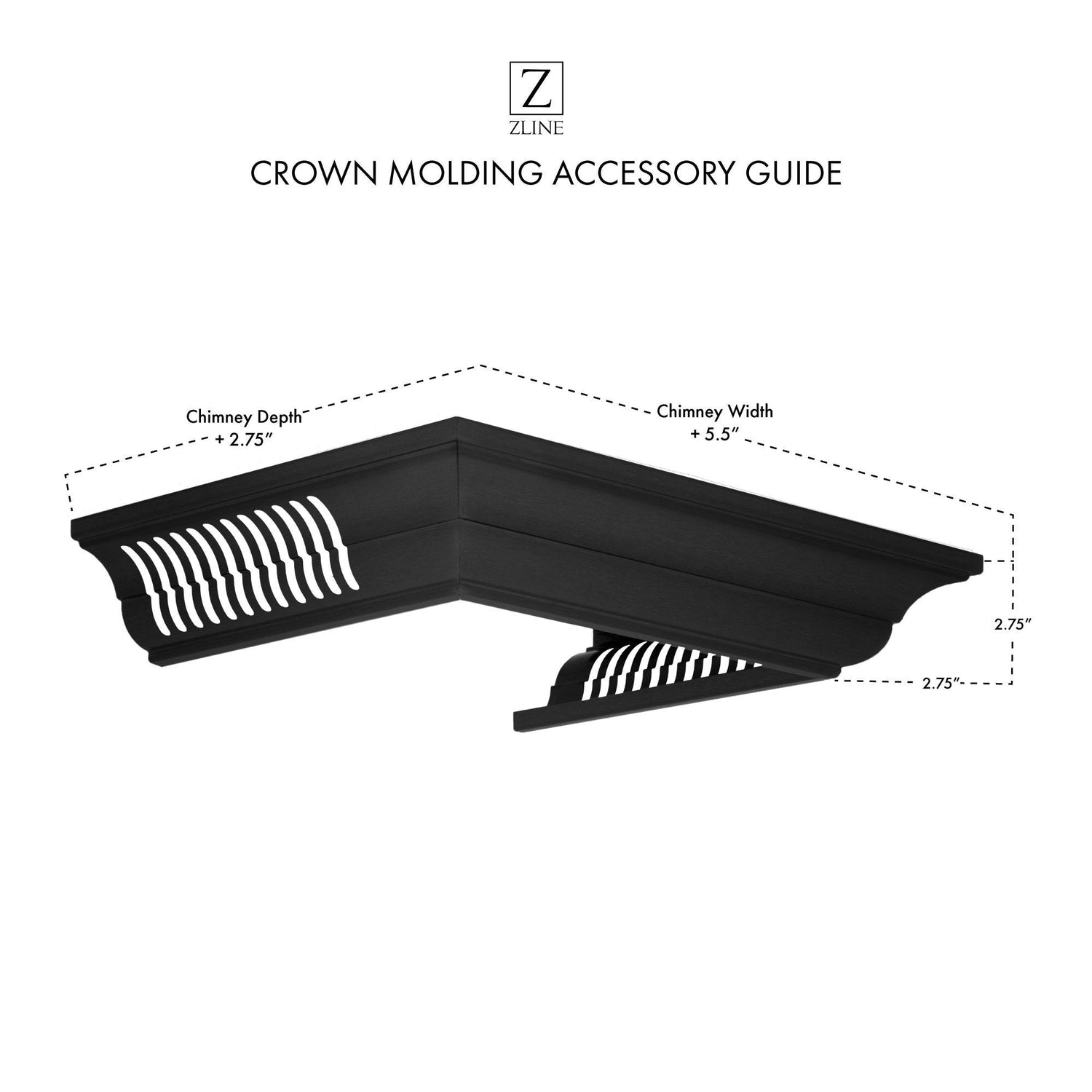 ZLINE Crown Molding in Black Stainless Steel with Built-in Bluetooth Speakers (CM6-BT-BSKBN)