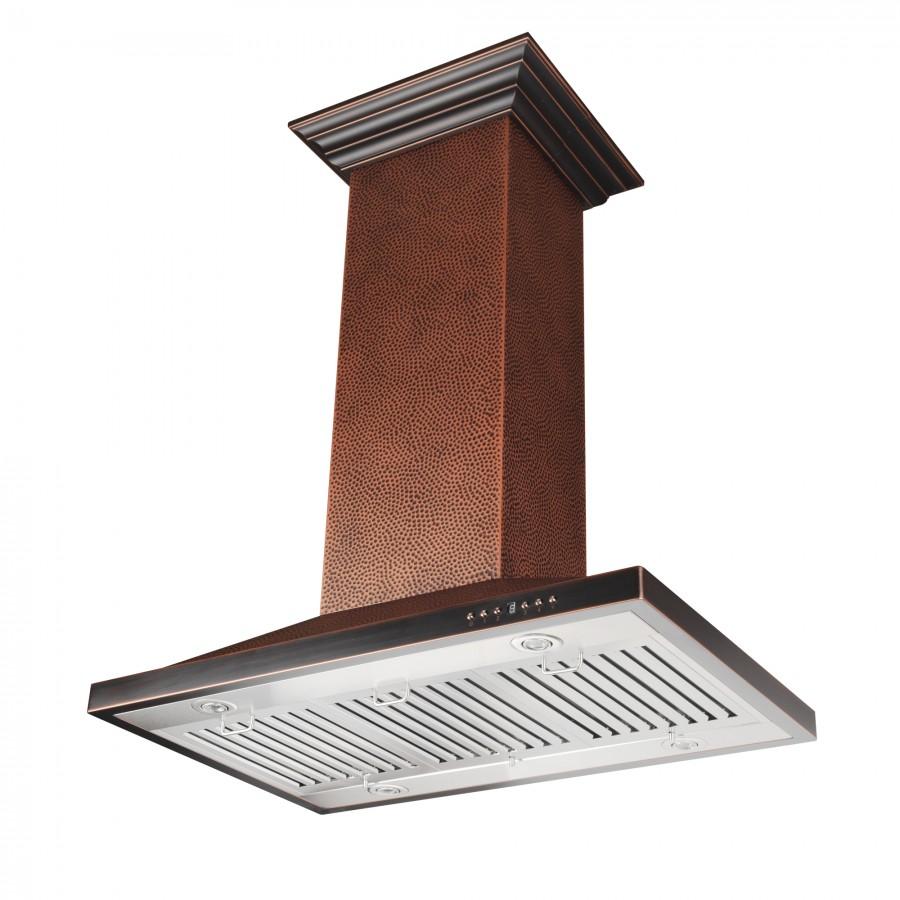 ZLINE 30 in. Designer Series Hand Hammered Copper Convertible Vent Island Mount Range Hood (8GL2Hi-30)