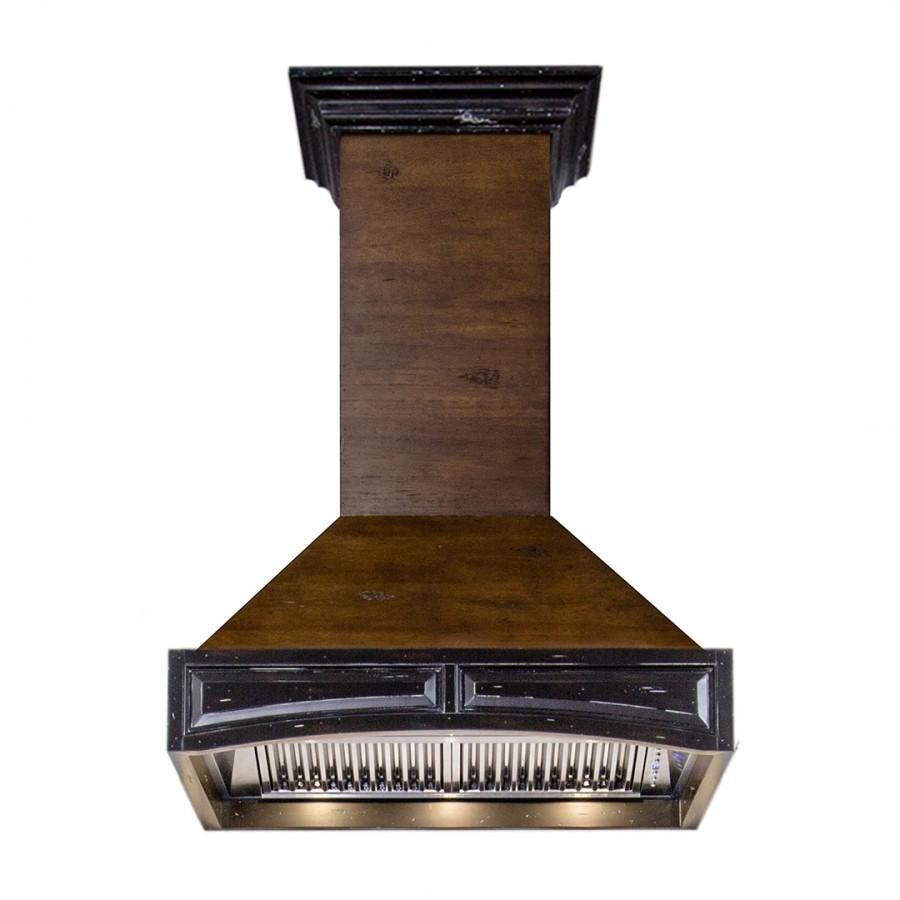 ZLINE 30 in. Wooden Wall Mount Range Hood in Antigua and Walnut - Includes Remote Motor (321AR-RS-30-400)