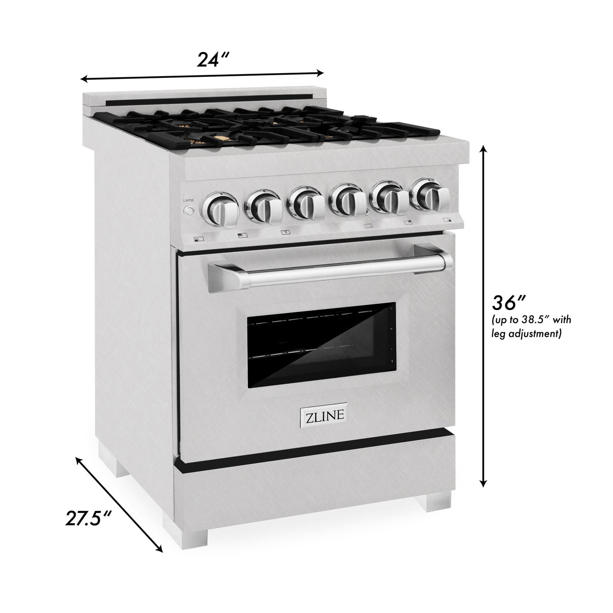 ZLINE 24 in. 2.8 cu. ft. Legacy Dual Fuel Range with Gas Cooktop and Electric Convection Oven in Satin Stainless Steel with 4 Brass Burners (RAS-SN-BR-24)