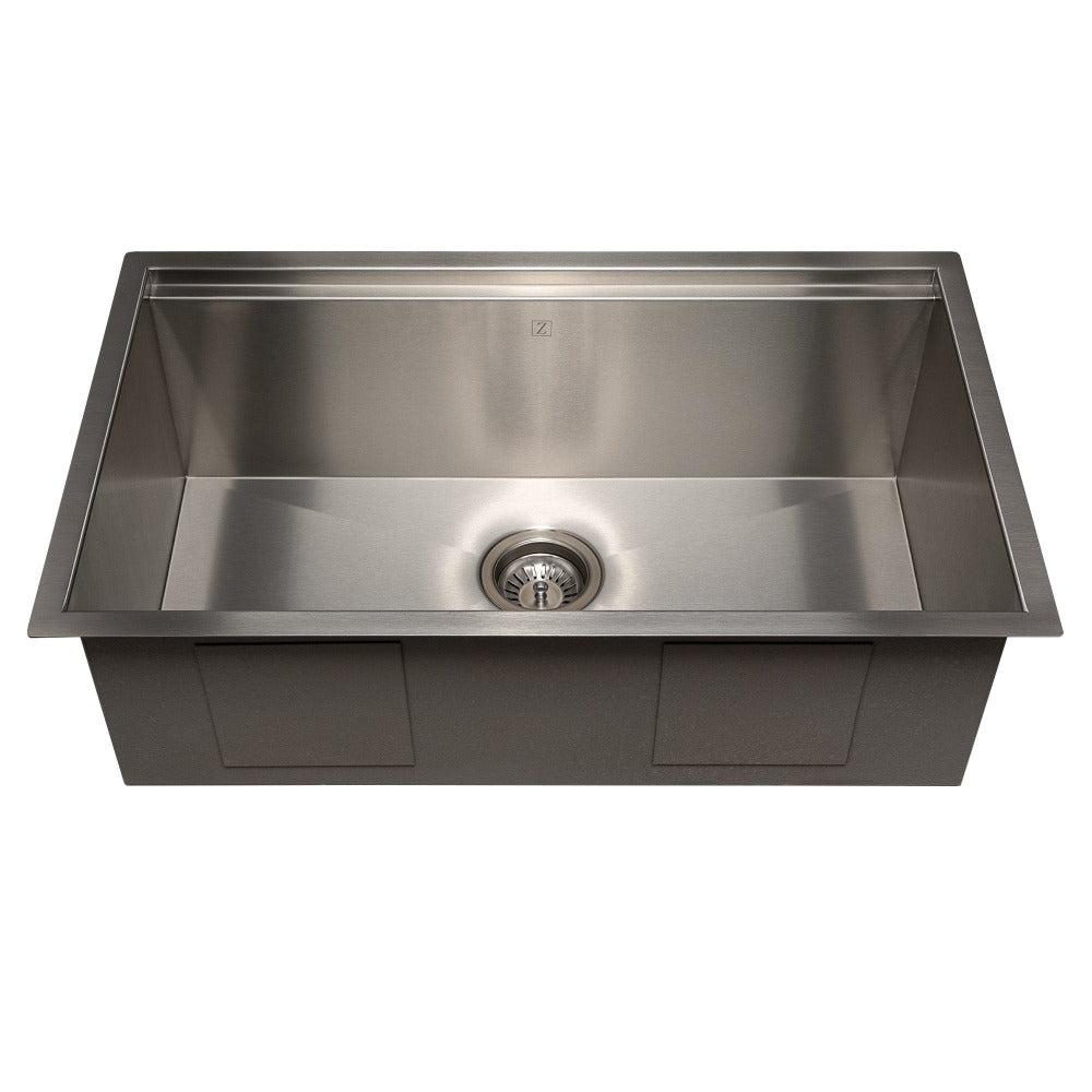 ZLINE 30 in. Garmisch Undermount Single Bowl Satin Stainless Steel Kitchen Sink with Bottom Grid and Accessories (SLS-30S)