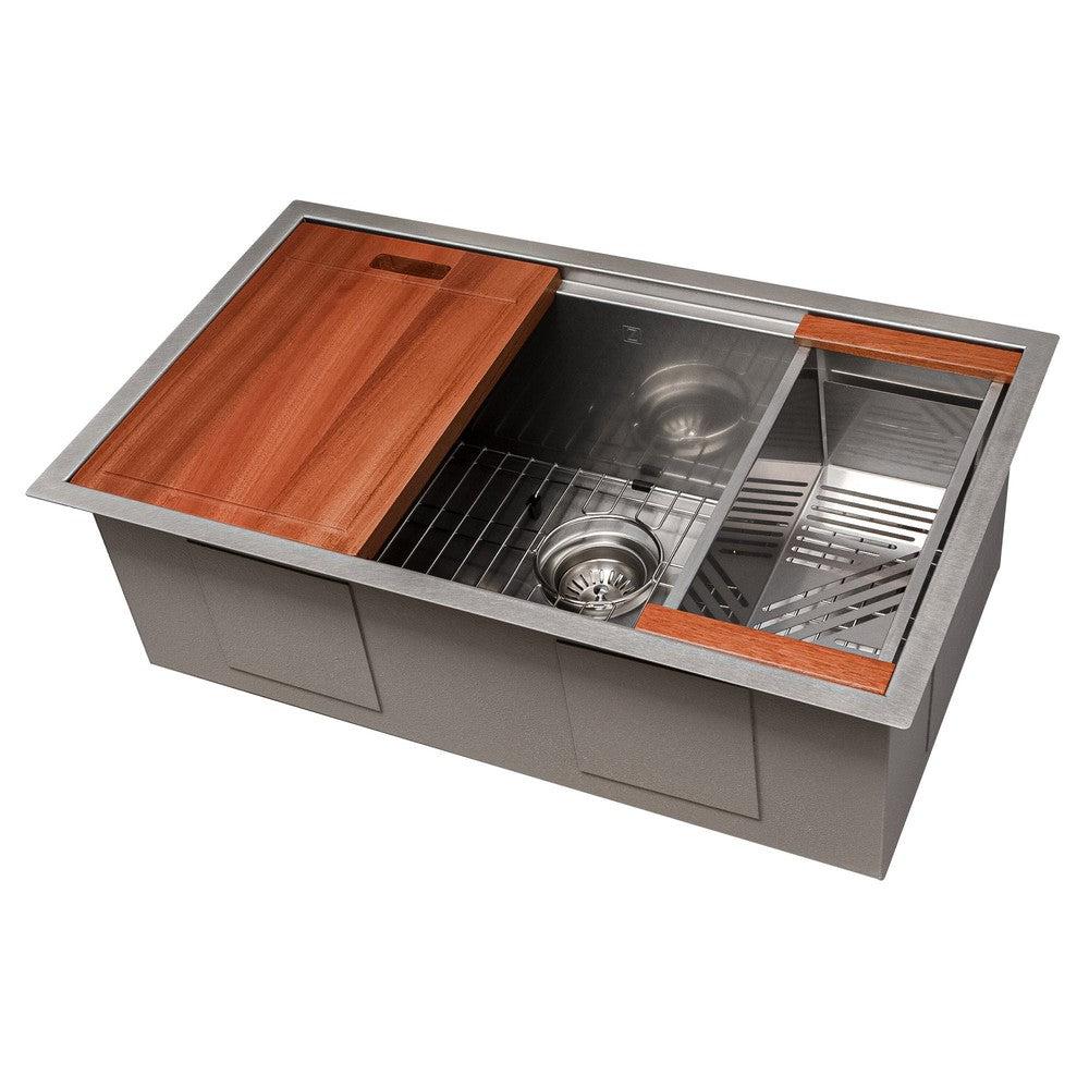 ZLINE 30 in. Garmisch Undermount Single Bowl Satin Stainless Steel Kitchen Sink with Bottom Grid and Accessories (SLS-30S)