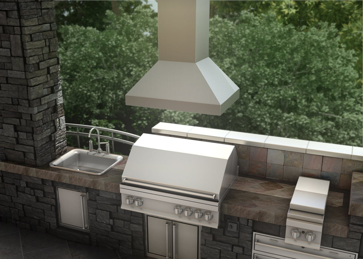 ZLINE 36 Inch Ducted Island Mount Range Hood in Outdoor Approved Stainless Steel (597i-304)