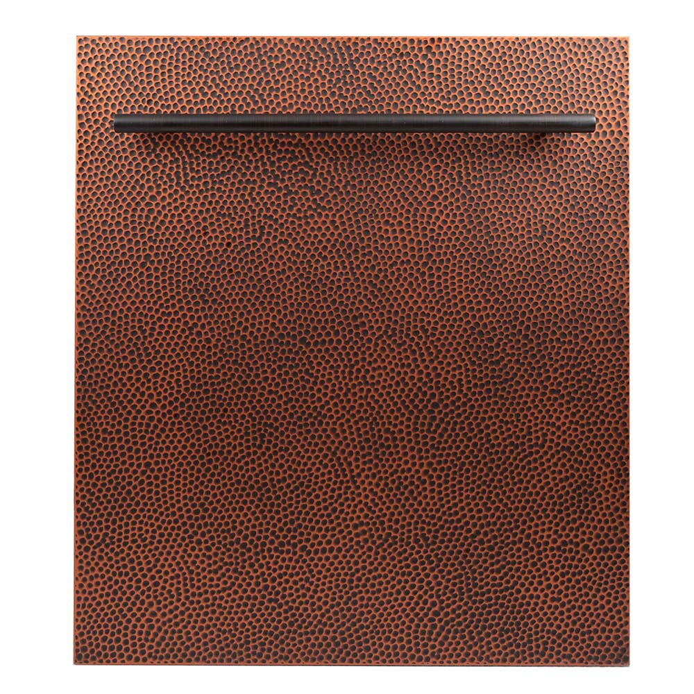 ZLINE 24 in. Top Control Dishwasher with Hand-Hammered Copper Panel and Modern Style Handle, 52dBa (DW-HH-24)