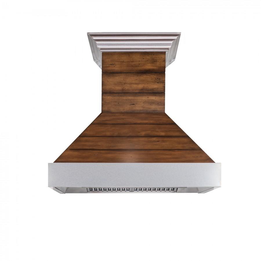 ZLINE 36" Ducted Wooden Wall Range Hood with Shiplap and Stainless Steel Accents (365BB-36)