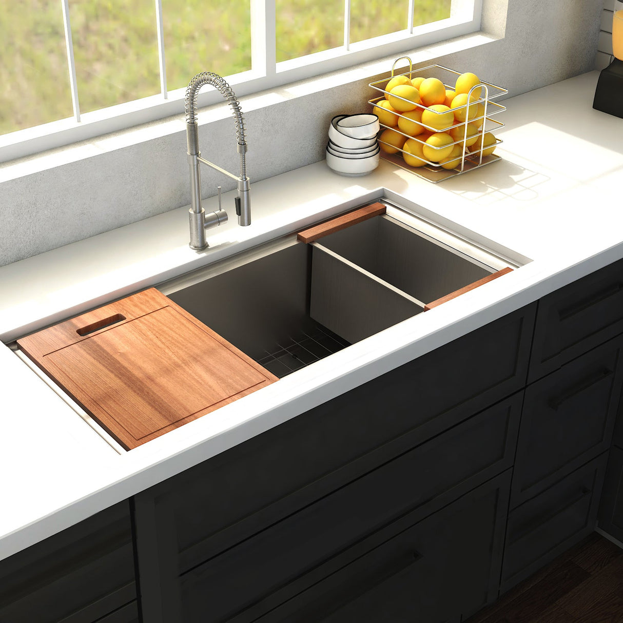 ZLINE 33 in. Garmisch Undermount Single Bowl Stainless Steel Kitchen Sink with Bottom Grid and Accessories (SLS-33)