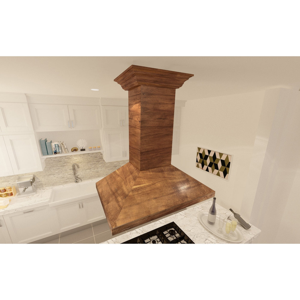 ZLINE 36 in. Convertible Vent Wooden Island Mount Range Hood in Walnut (KBiRR-36)
