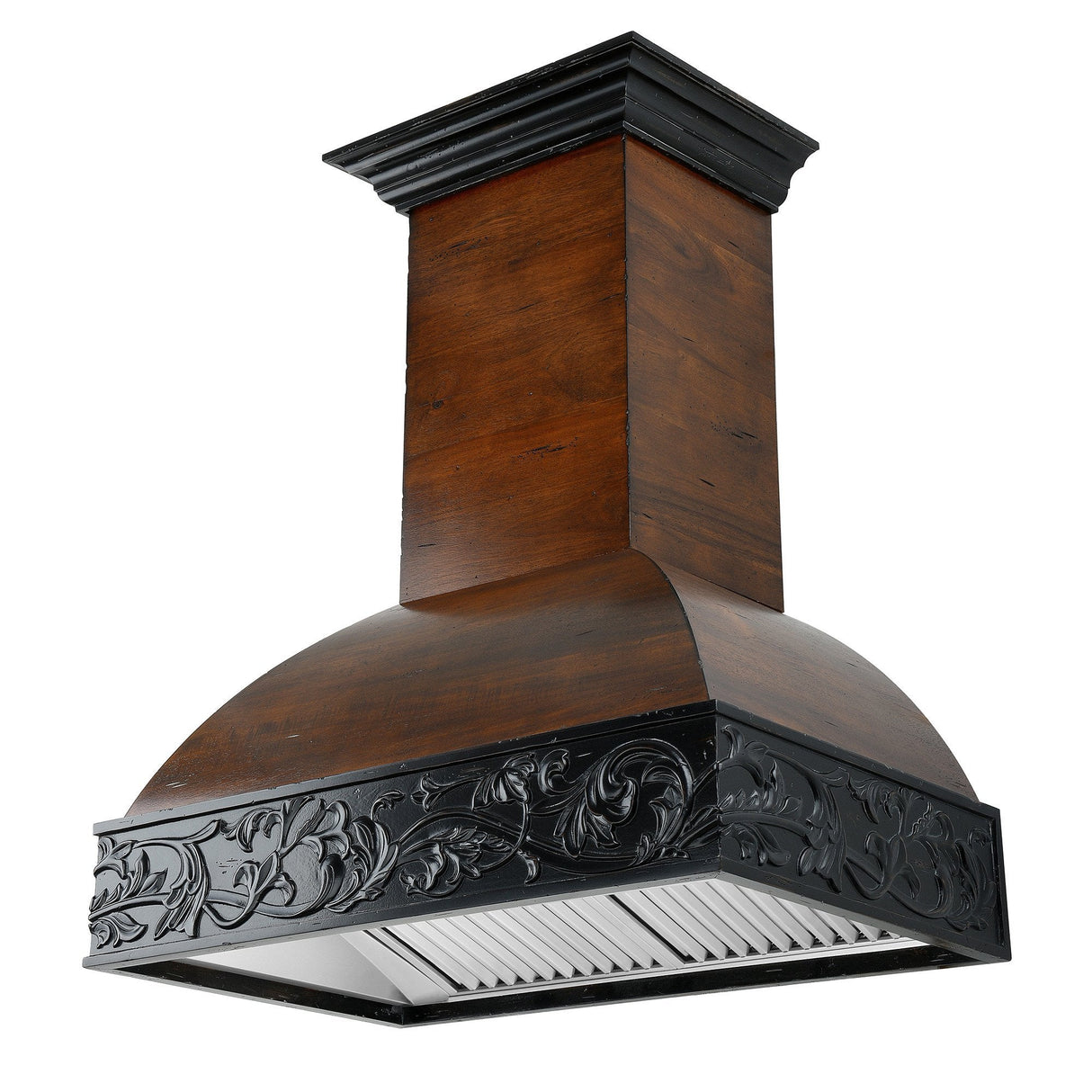 ZLINE 36 in. Ducted Wooden Wall Mount Range Hood with Dual Remote Blower in Antigua and Walnut (393AR-RS-36)