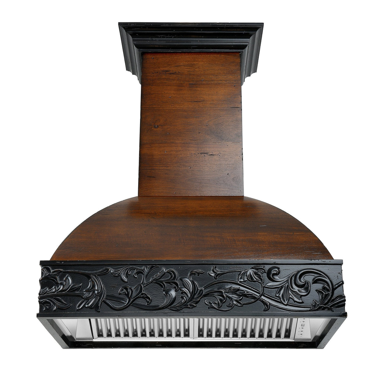 ZLINE 36 in. Ducted Wooden Wall Mount Range Hood with Dual Remote Blower in Antigua and Walnut (393AR-RS-36)