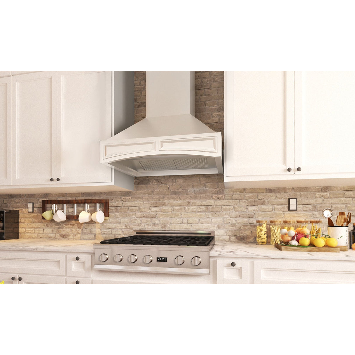 ZLINE 30 in. Ducted Wooden Wall Mount Range Hood with Single Remote Blower in Cottage White (321TT-RS-30-400)