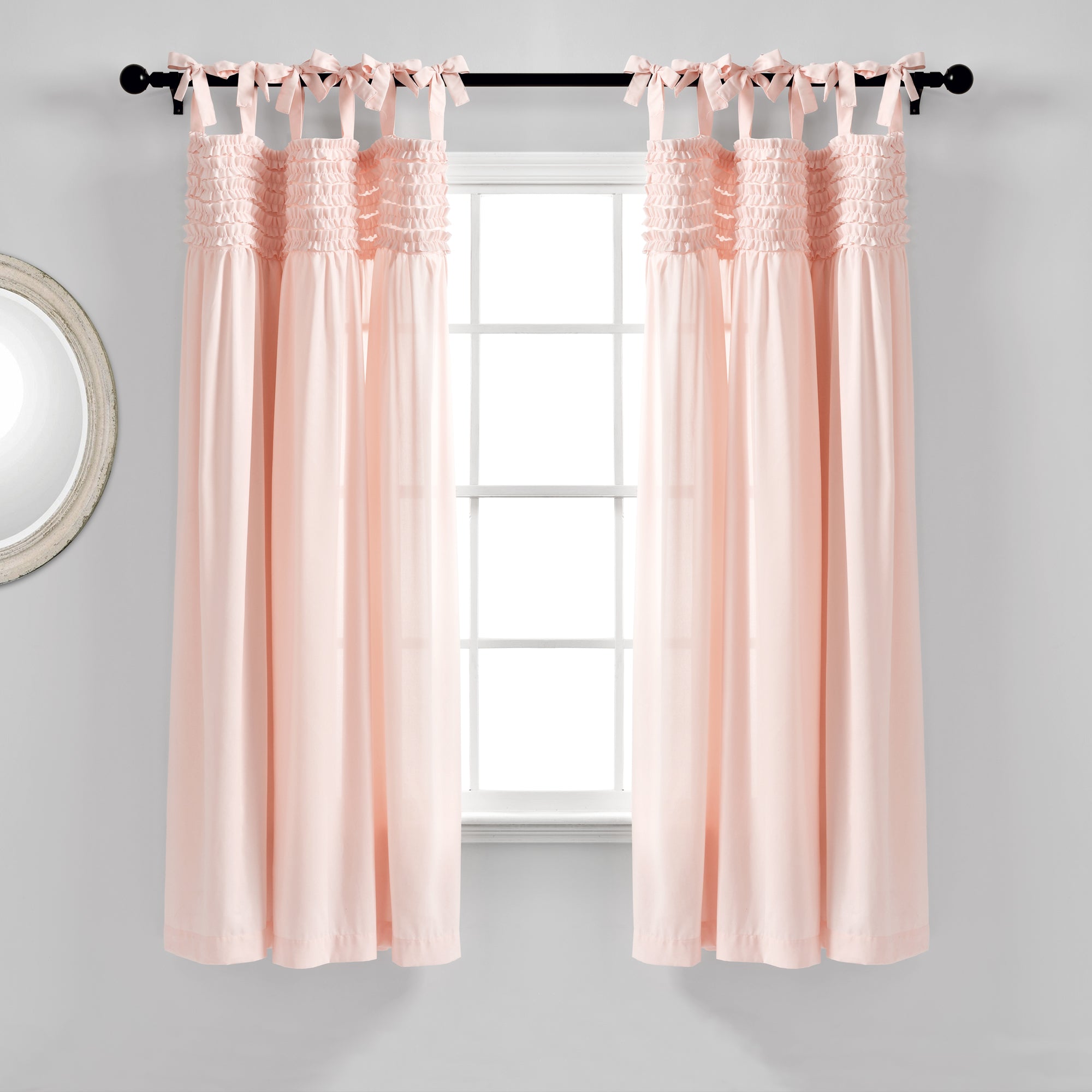 Lydia Ruffle Window Curtain Panels Blush Set