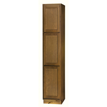 90 inch High Broom Cabinet - Warmwood Shaker - 18 Inch W x 90 Inch H x 24 Inch D