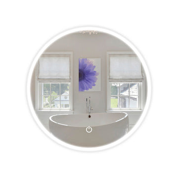 22 Inch Round Vanity Mirror with Lights, Cct Changeable with Remembrance, Defogger On/Off Touch Switch, Wall Mounted Makeup Mirror