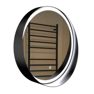 24 In. Round LED Bathroom Lighted Mirror with Shelf Frame, Touch Switch, Defogger and CCT Remembrance