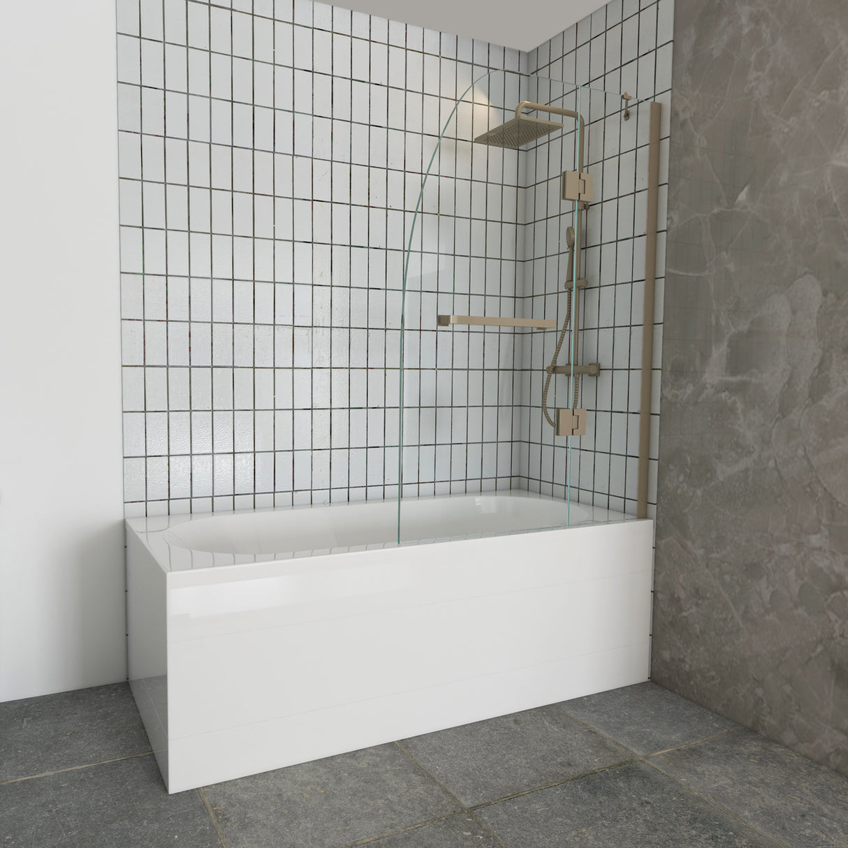 Ivanees 60 In. H x 45 In. W Hinged Frameless French Glass Bathtub Door