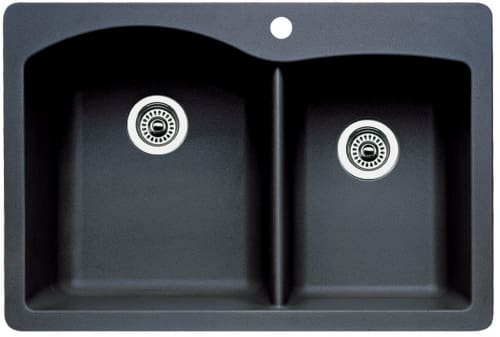 33-Inch Drop-In Granite 60/40 Double Bowl Kitchen Sink in Black