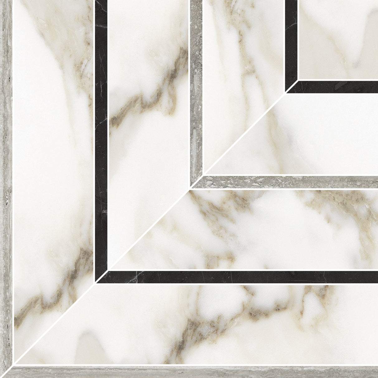 La Marca Picco Honed Glazed Porcelain Mosaic with Calacatta Polished Paonazzo