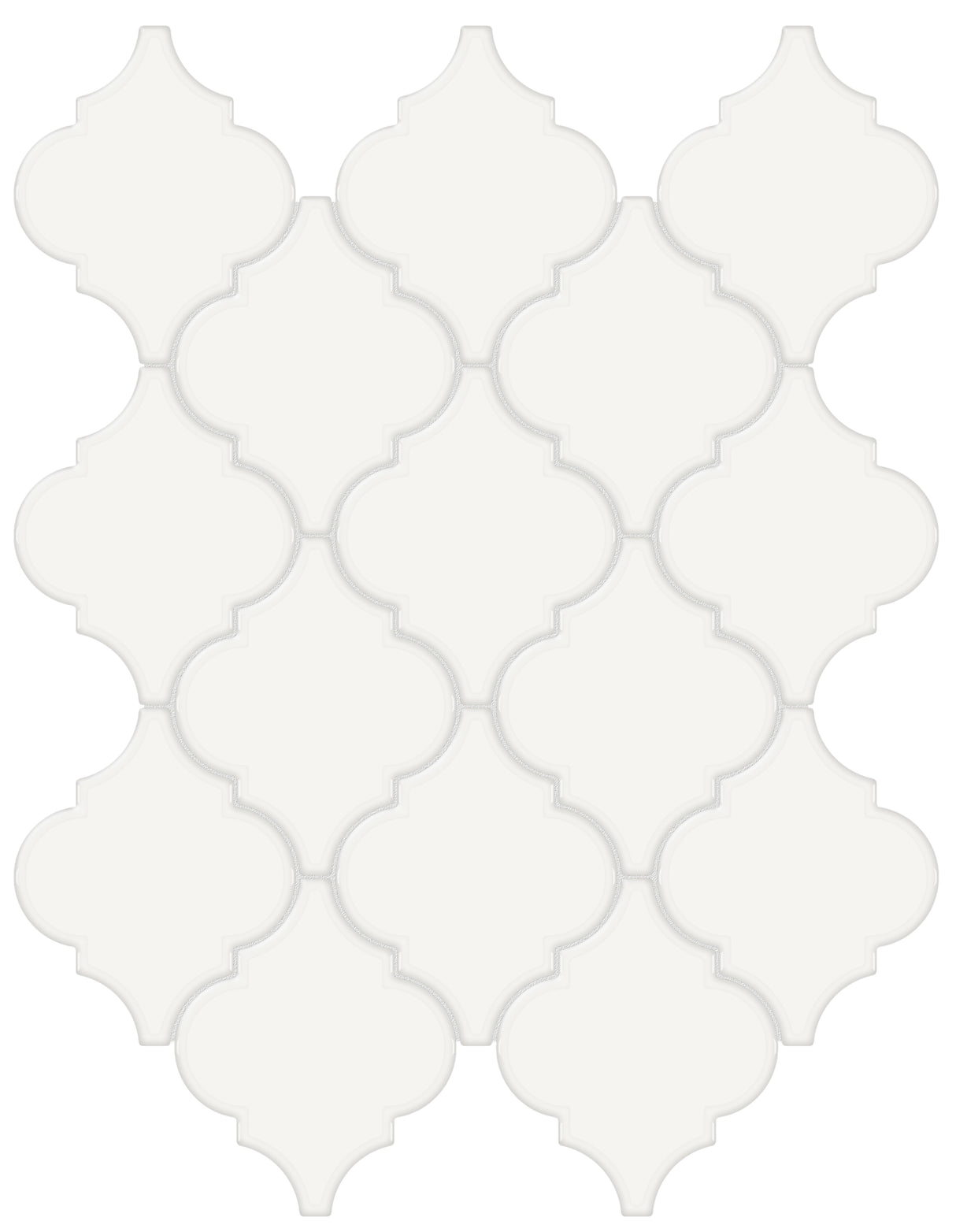 Soho Canvas White Beveled Arabesque Glossy Glazed Porcelain Mosaic