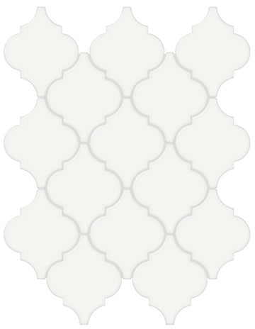 Soho Canvas White Beveled Arabesque Glossy Glazed Porcelain Mosaic