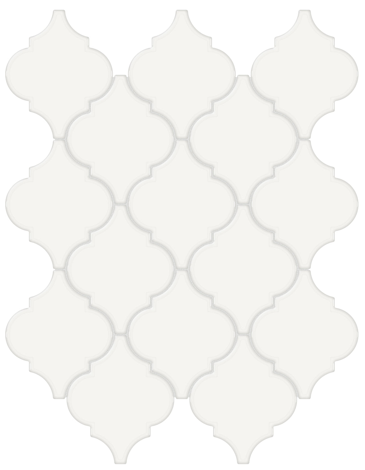 Soho Canvas White Beveled Arabesque Glossy Glazed Porcelain Mosaic