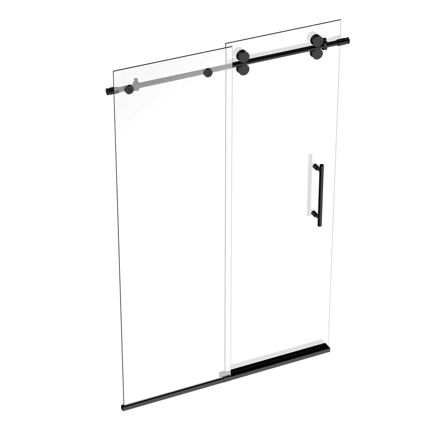 Ivanees Single Sliding Frameless Shower Door 8mm Clear Tempered Glass - Barn Door Style